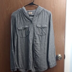 Boston Traders Gray Hooded Casual Shirt